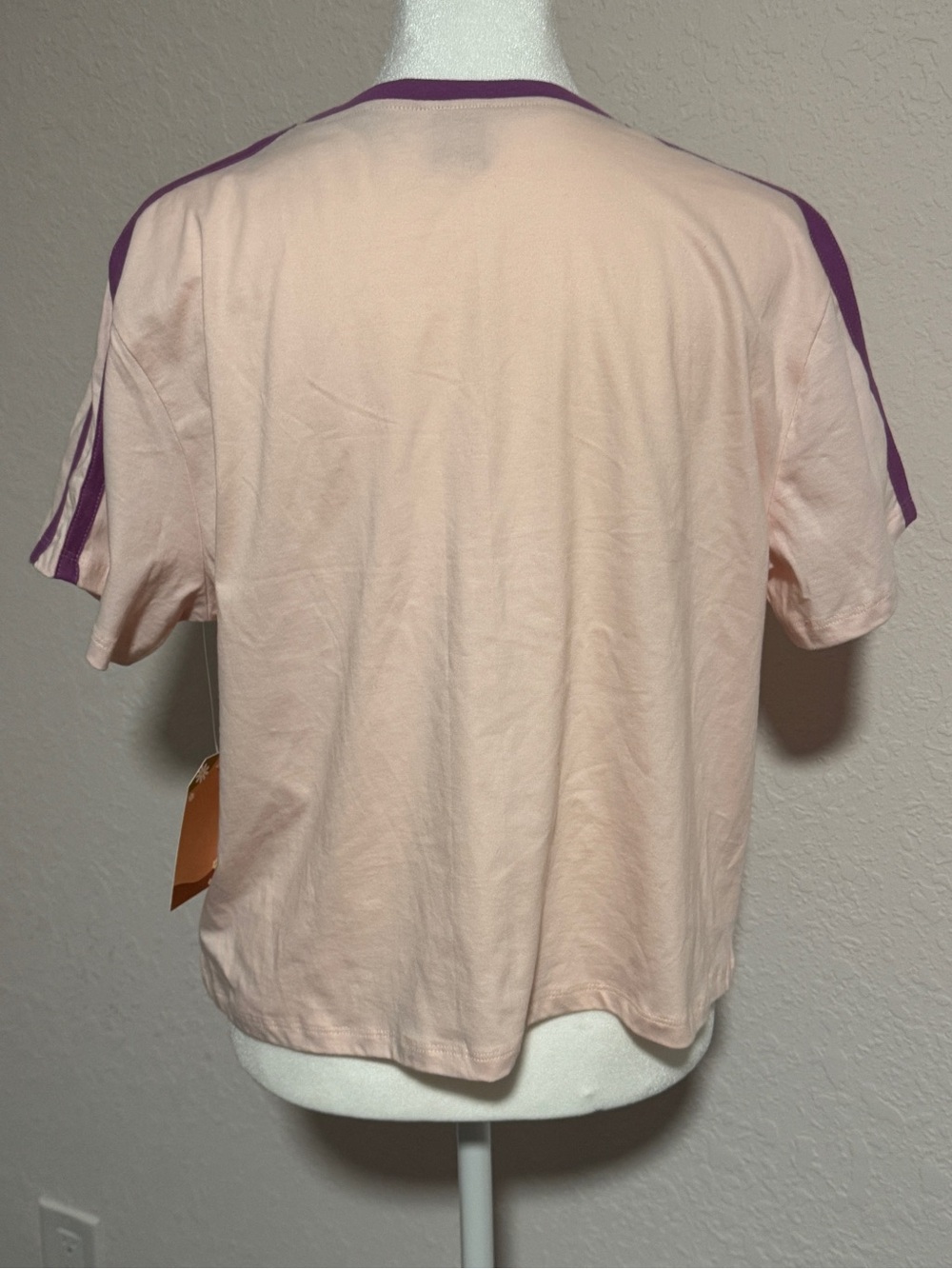 NWT Messy Bun Just Chillin Malibu Ringer Tee Y2K Pink Purple Hibiscus XL - Picture 3 of 6